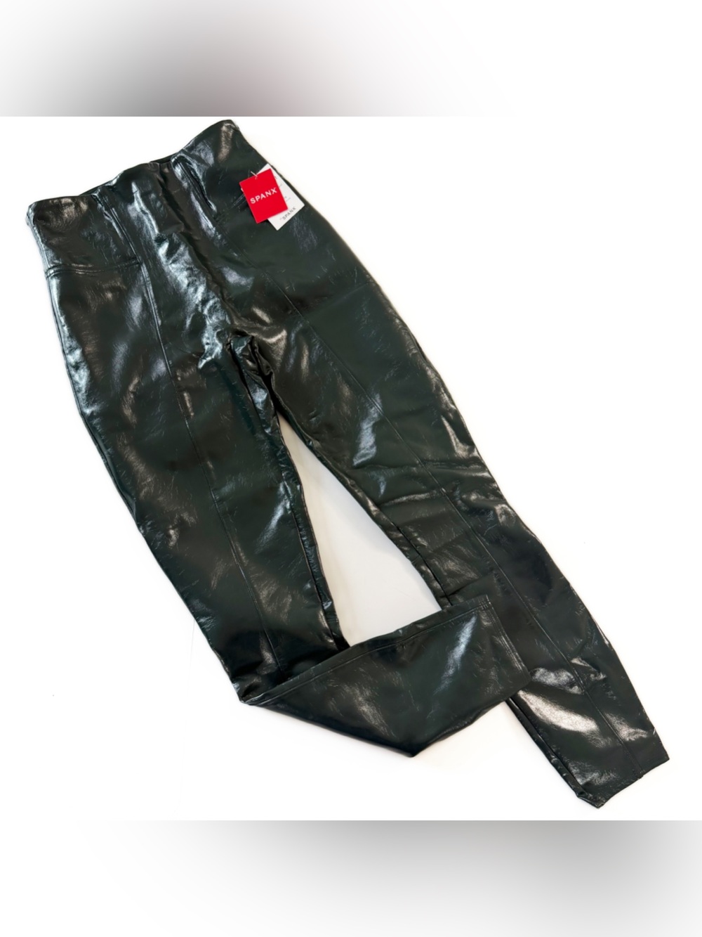 Spanx Leggings Womens Small Green Faux Patent Leather New